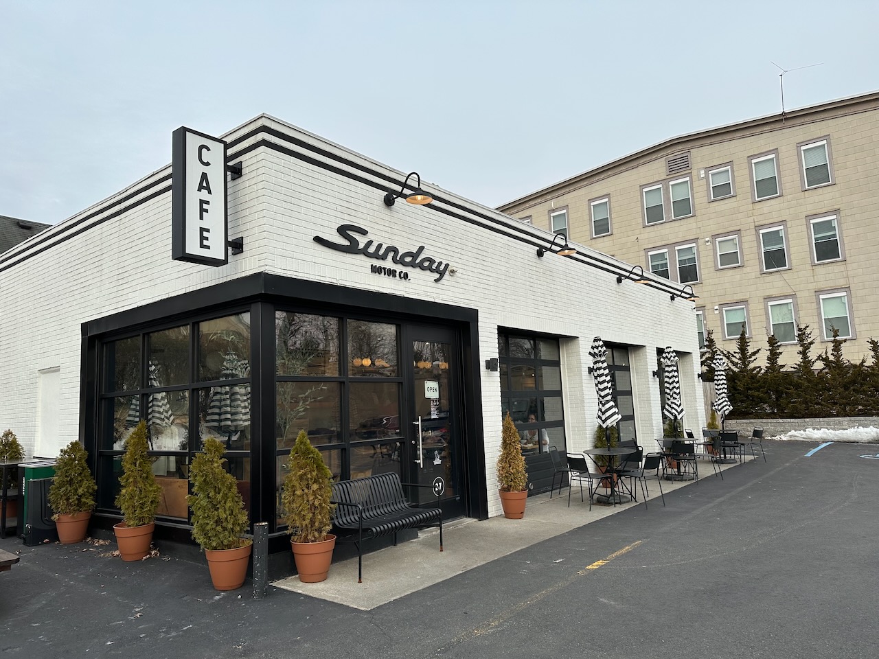 Exterior of Sunday Motor Co cafe.