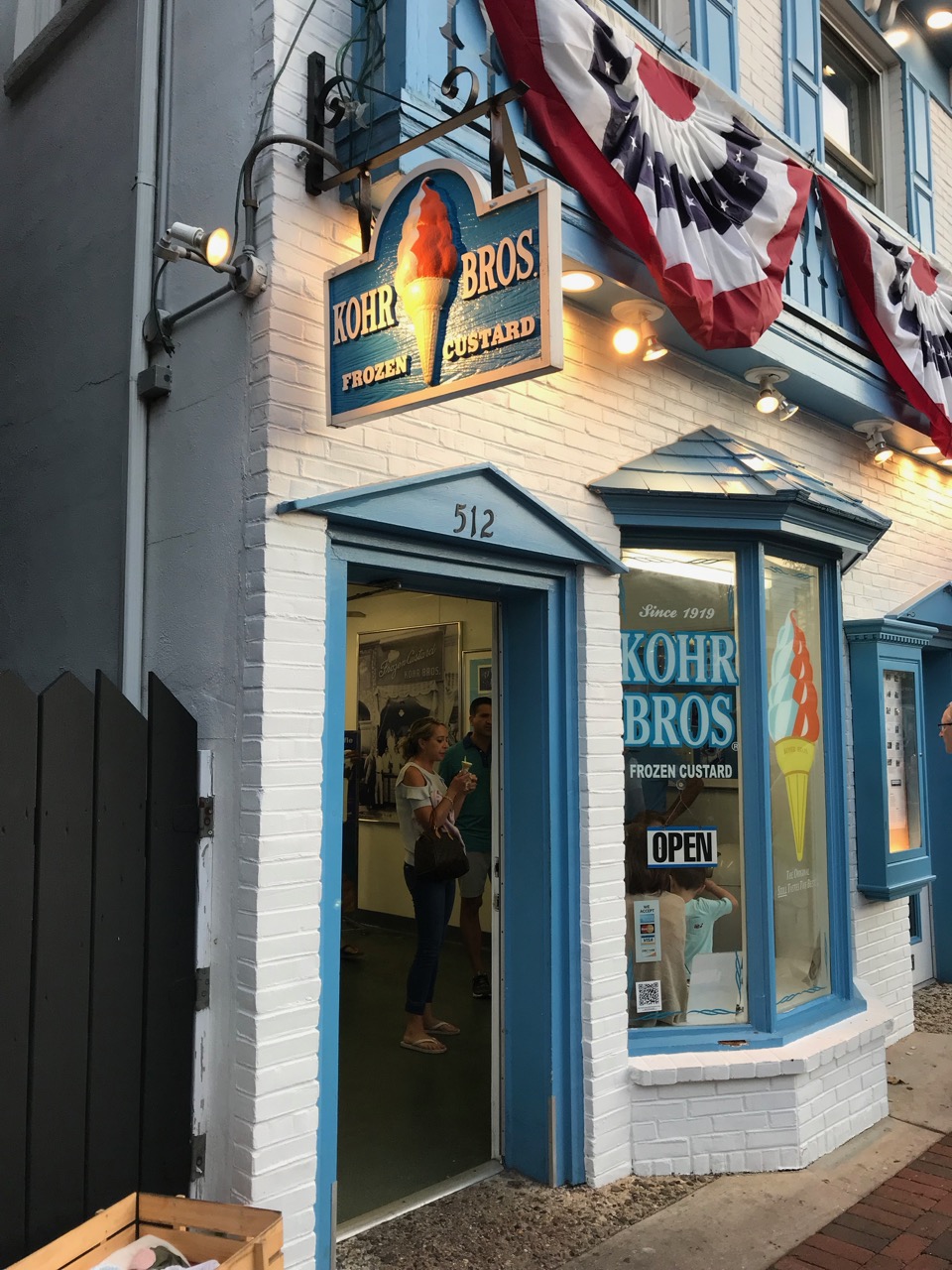 Exterior of Kohr Bros custard shop. 
