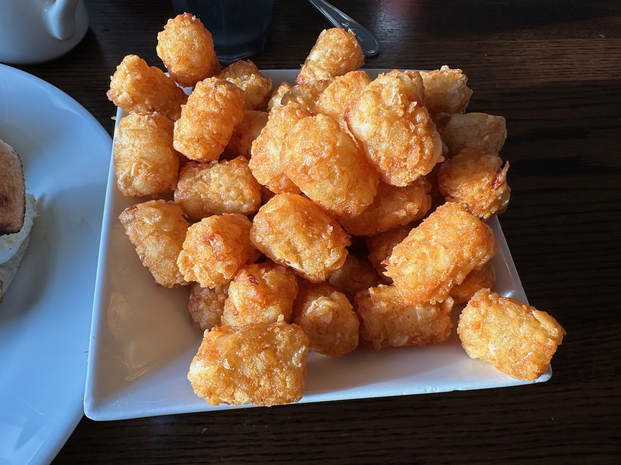 Dish of tater tots. 