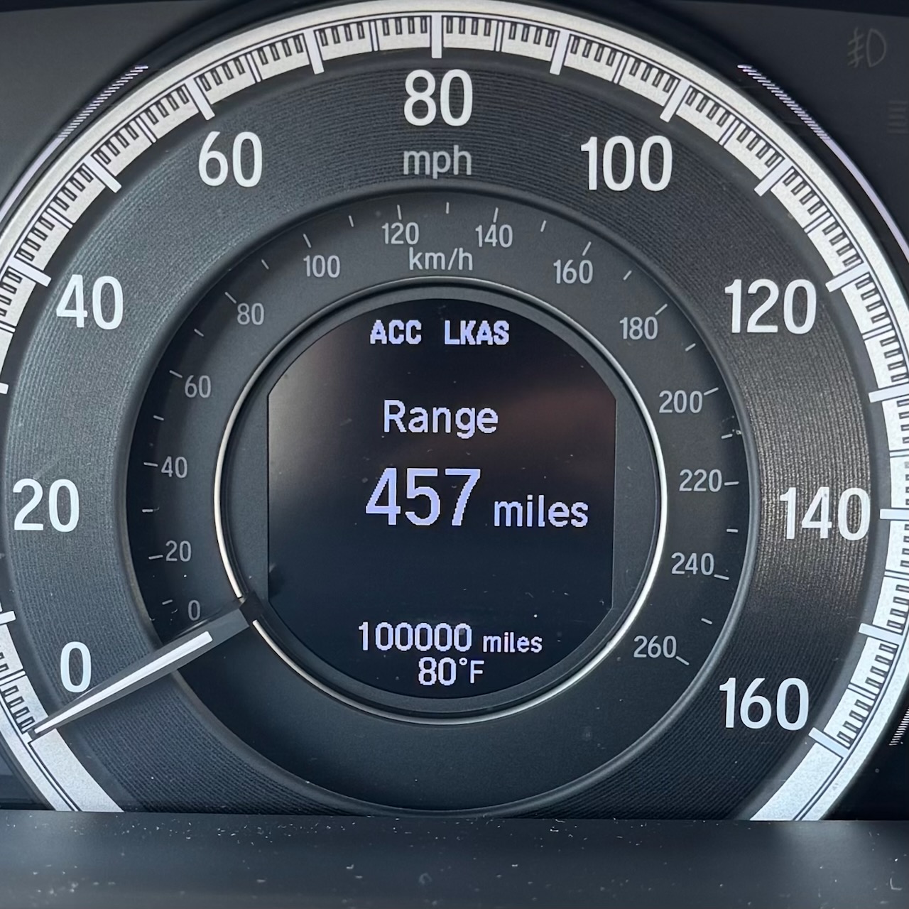Honda Accord odometer reading 100000 miles. 