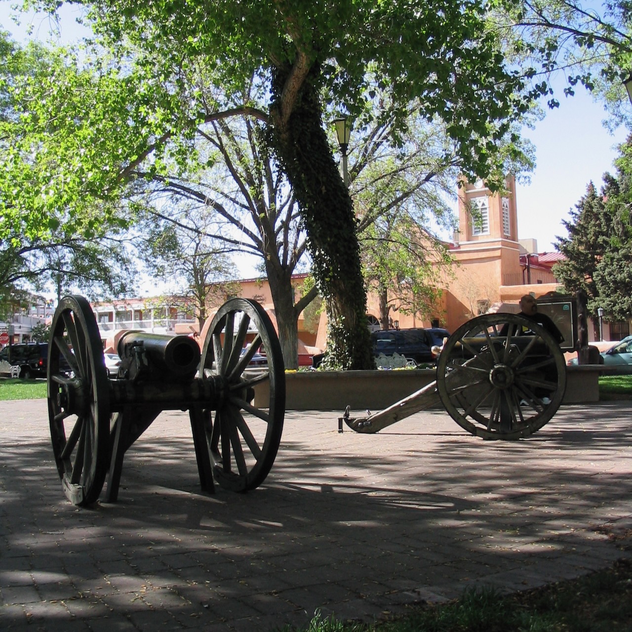 Two cannons in town square of Old Town. 