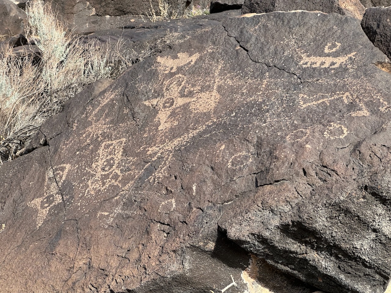 Petroglyphs on rock. 