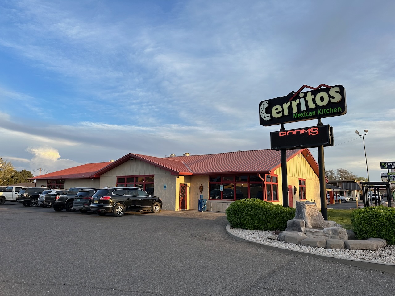 Exterior of Los Cerritos Mexican restaurant. 