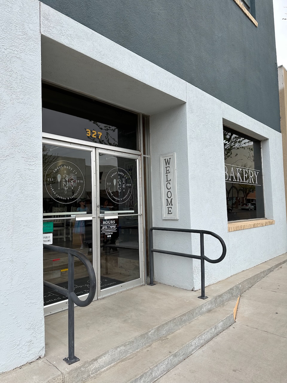 Exterior of Sweet Baby J's bakery. 