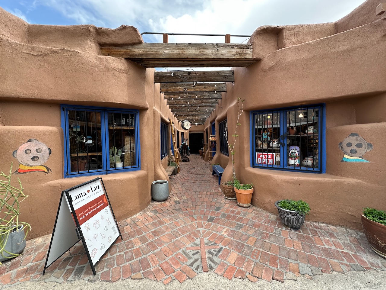 Storefronts of adobe buildings. 