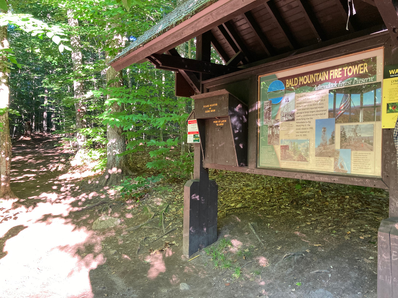 Trailhead sign for Bald Mountain. 