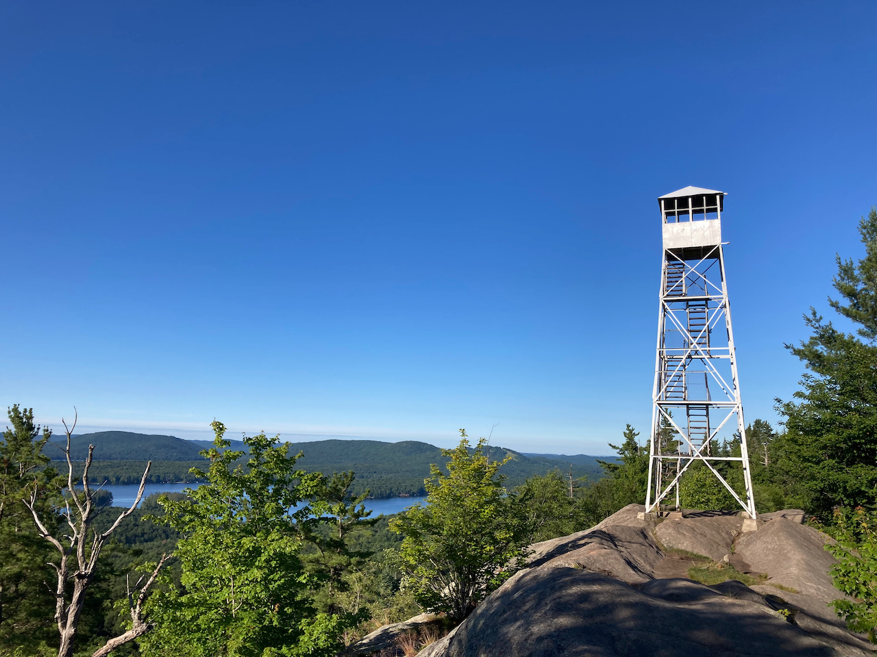 Rondaxe Fire Tower atop Bald Mountain. 