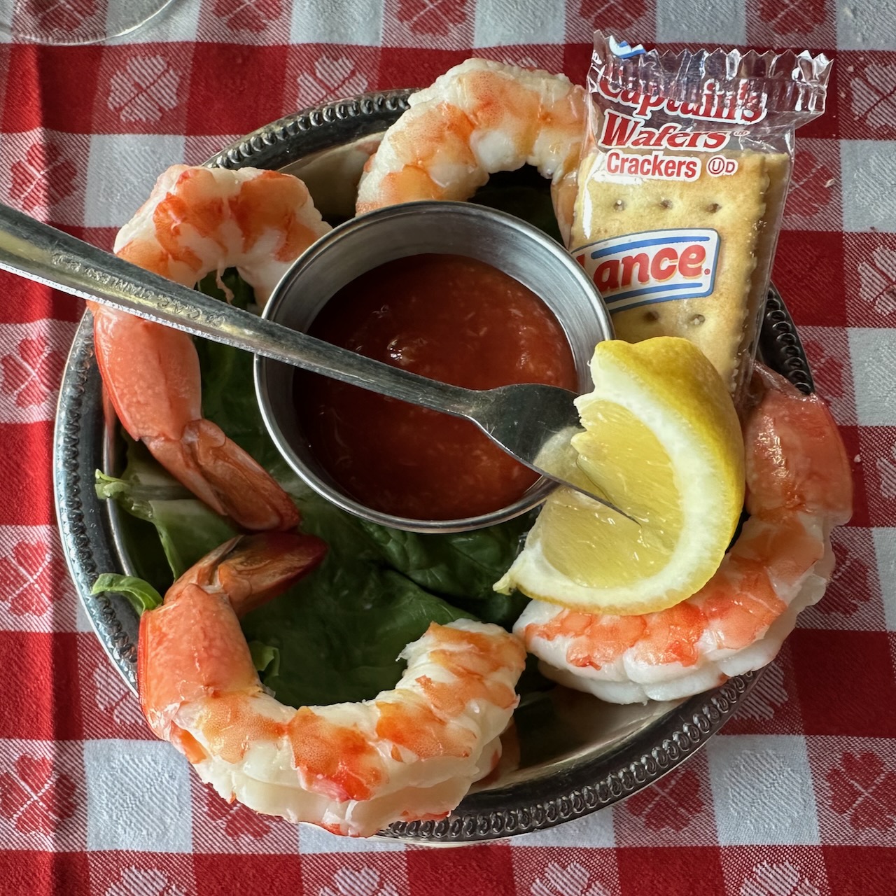 Shrimp cocktail appetizer. 
