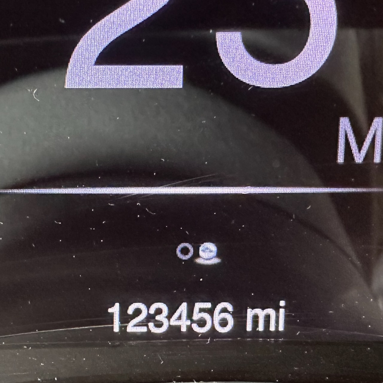 Car odometer reading 123456