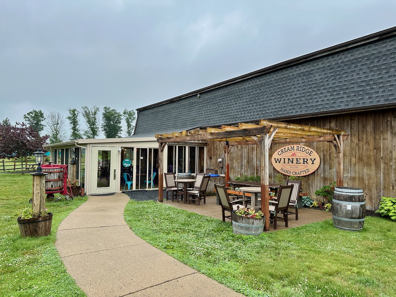 Exterior of Cream Ridge Winery. 