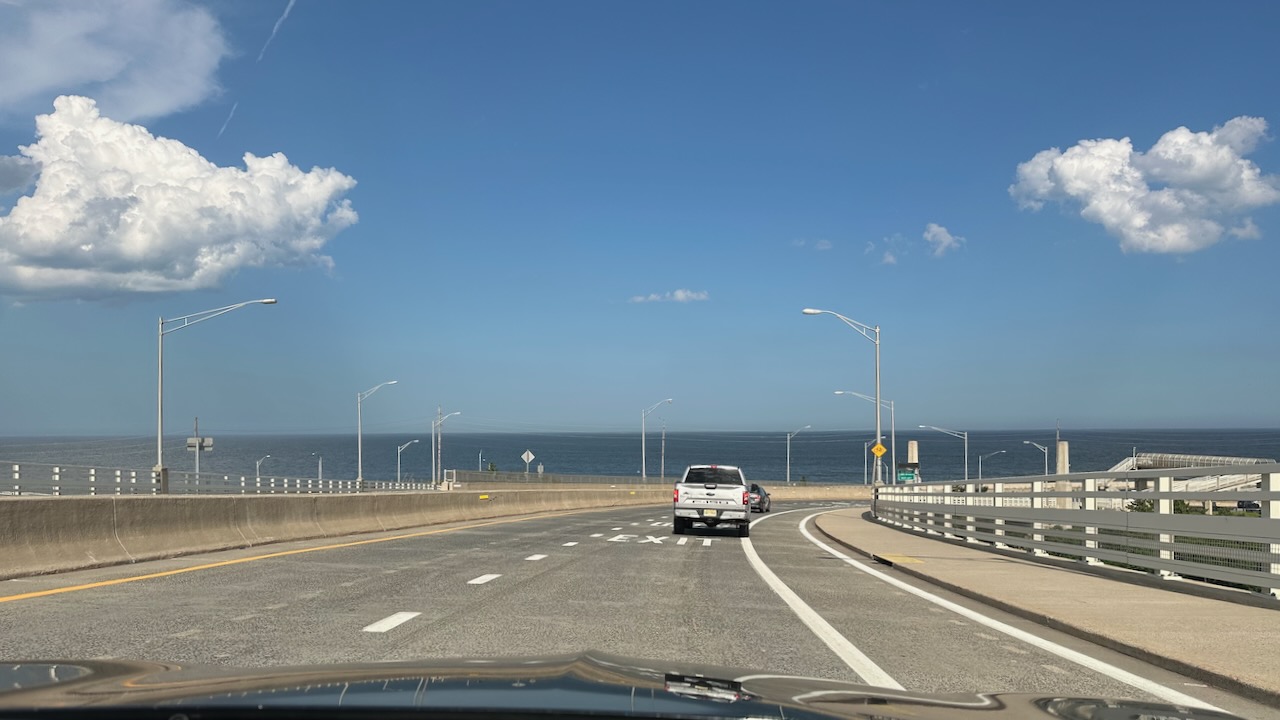 View of Route 36 and Atlantic Ocean. 