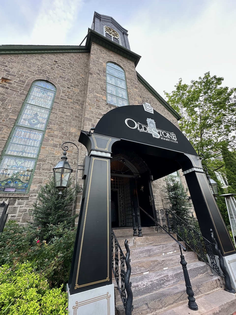 Exterior of Oldestone Steakhouse. 