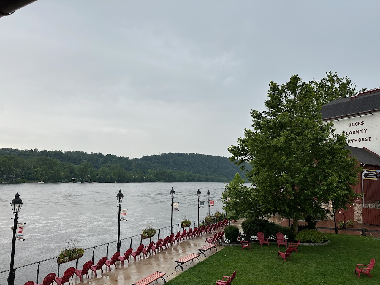 View of Delaware River and Bucks County Playhouse. 