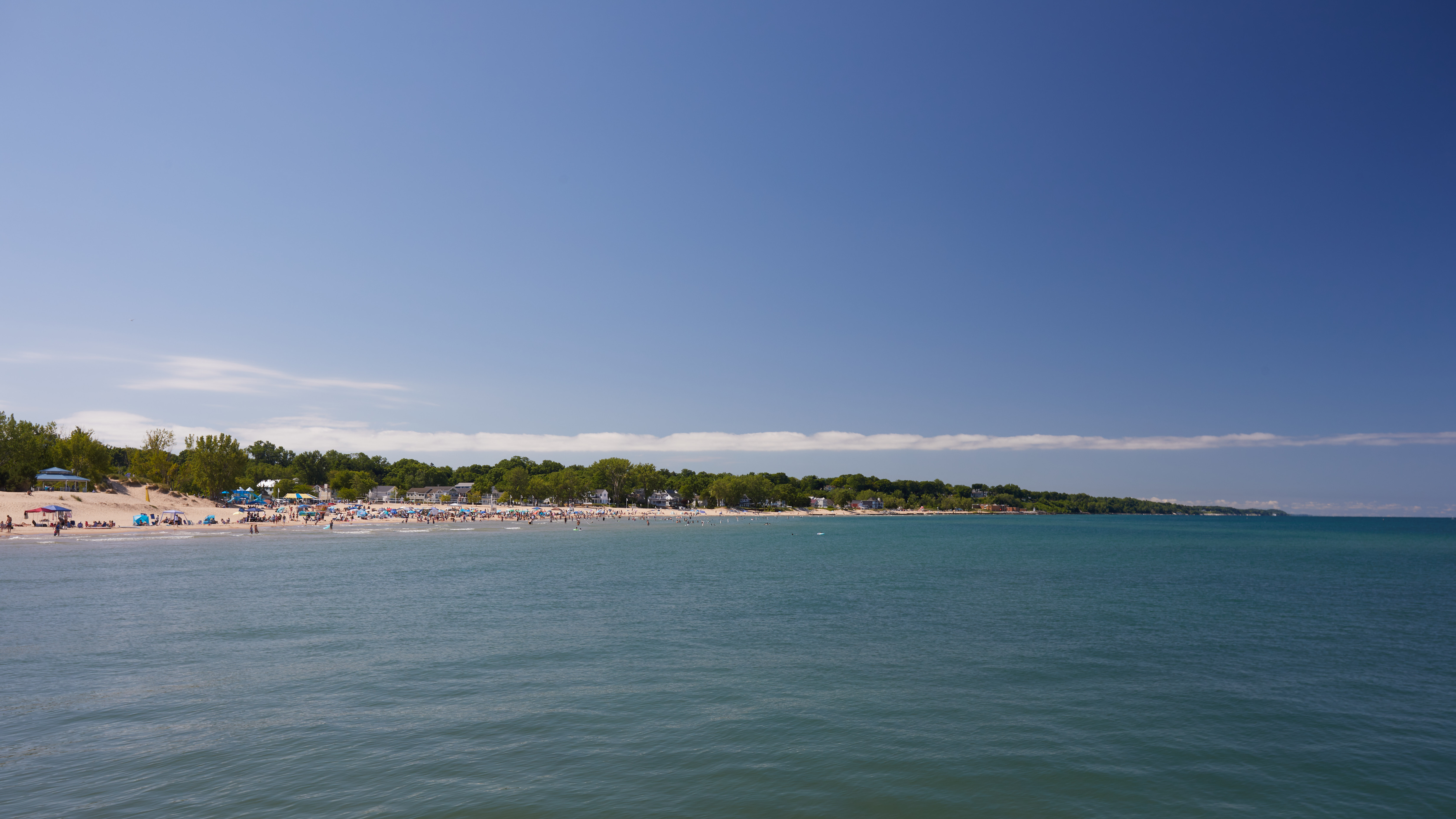 View of Lake Michigan and Silver Beach. 