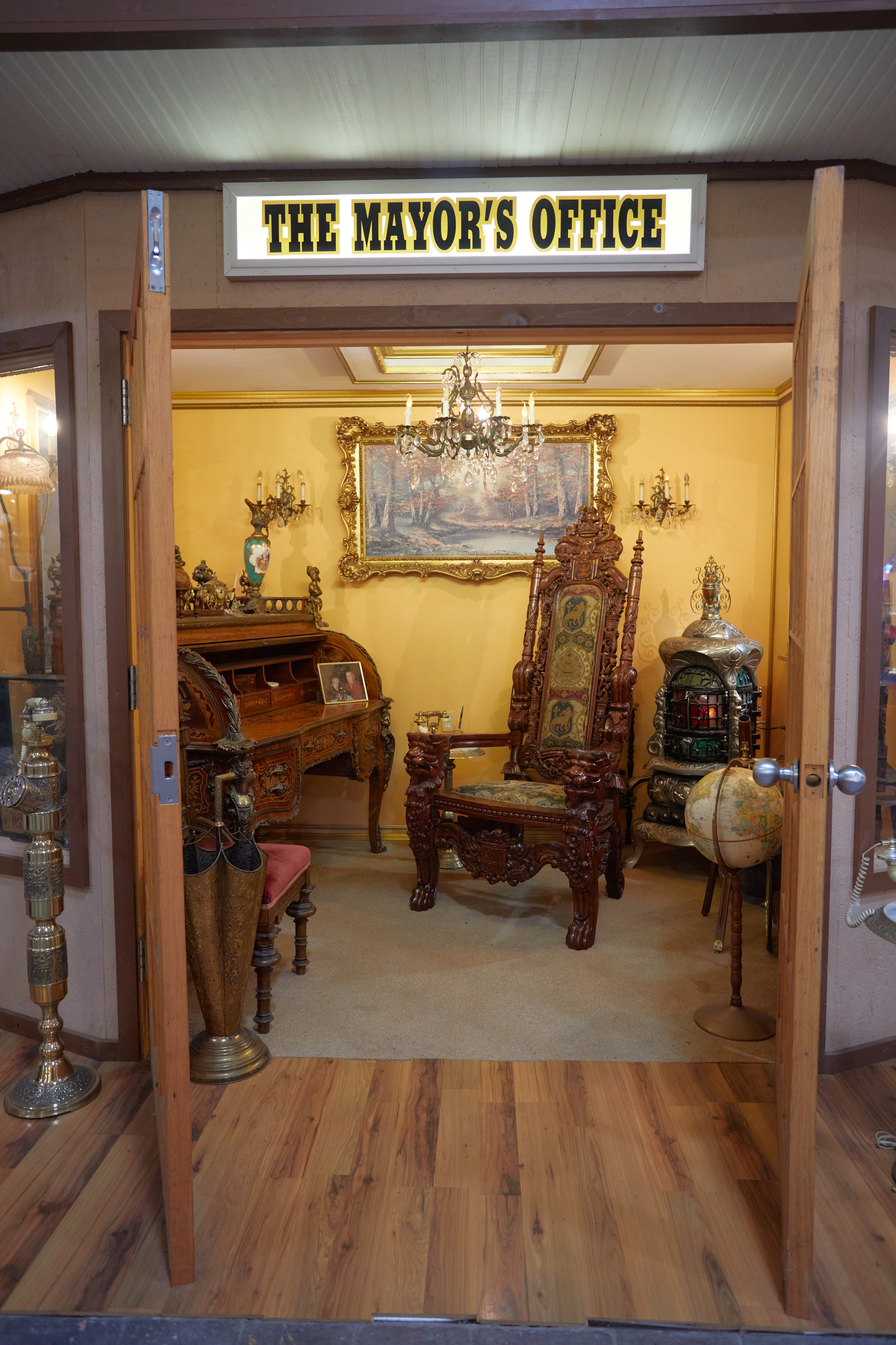 The Mayor's Office, with throne and writing desk in office. 