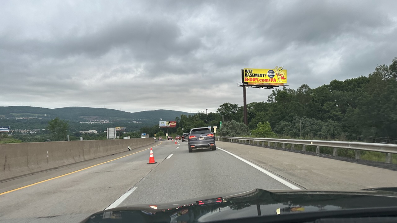 Traffic on highway leading into Scranton, Pennsylvania. 