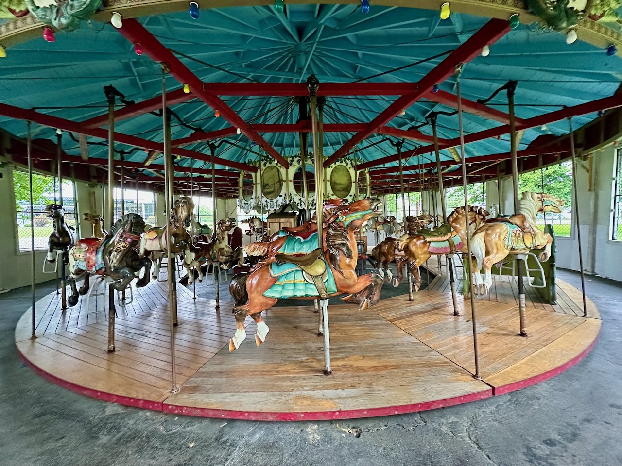 Interior of carousel. 