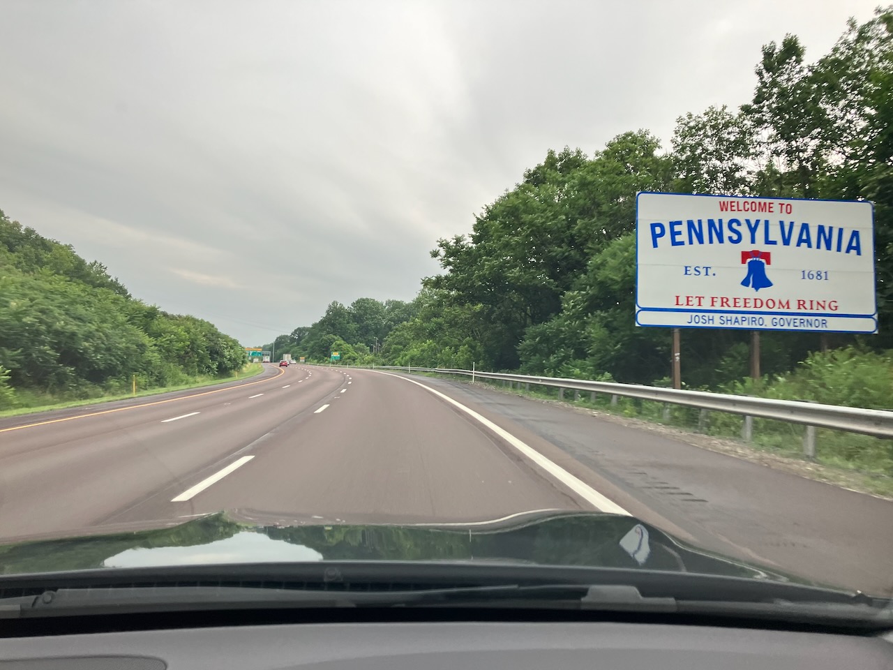 I-78 with Welcome to Pennsylvania sign on right side of road. 