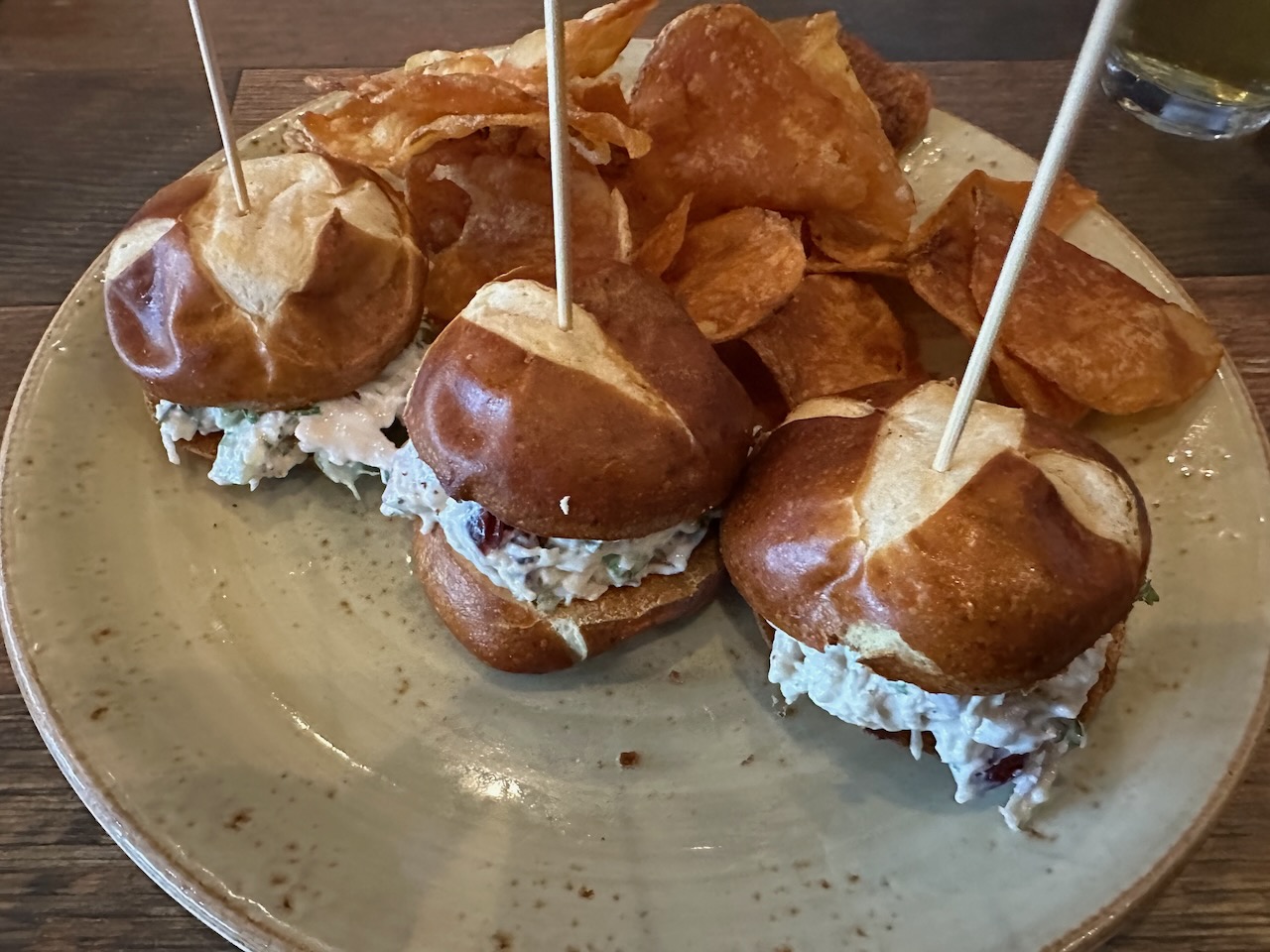 Sliders with chicken salad.