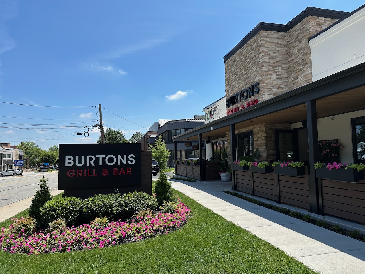 Exterior of Burtons Grill & Bar. 