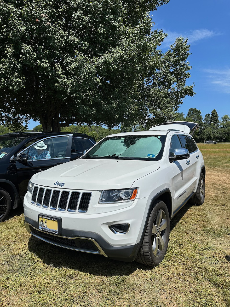 2014 Jeep Grand Cherokee parked on grass field.