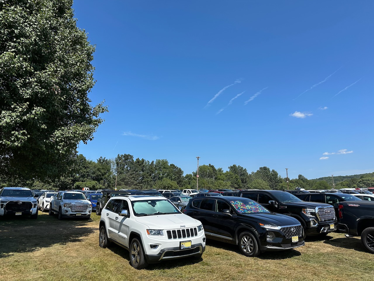 2014 Jeep Grand Cherokee parked in grass field, with other vehicles parked nearby.