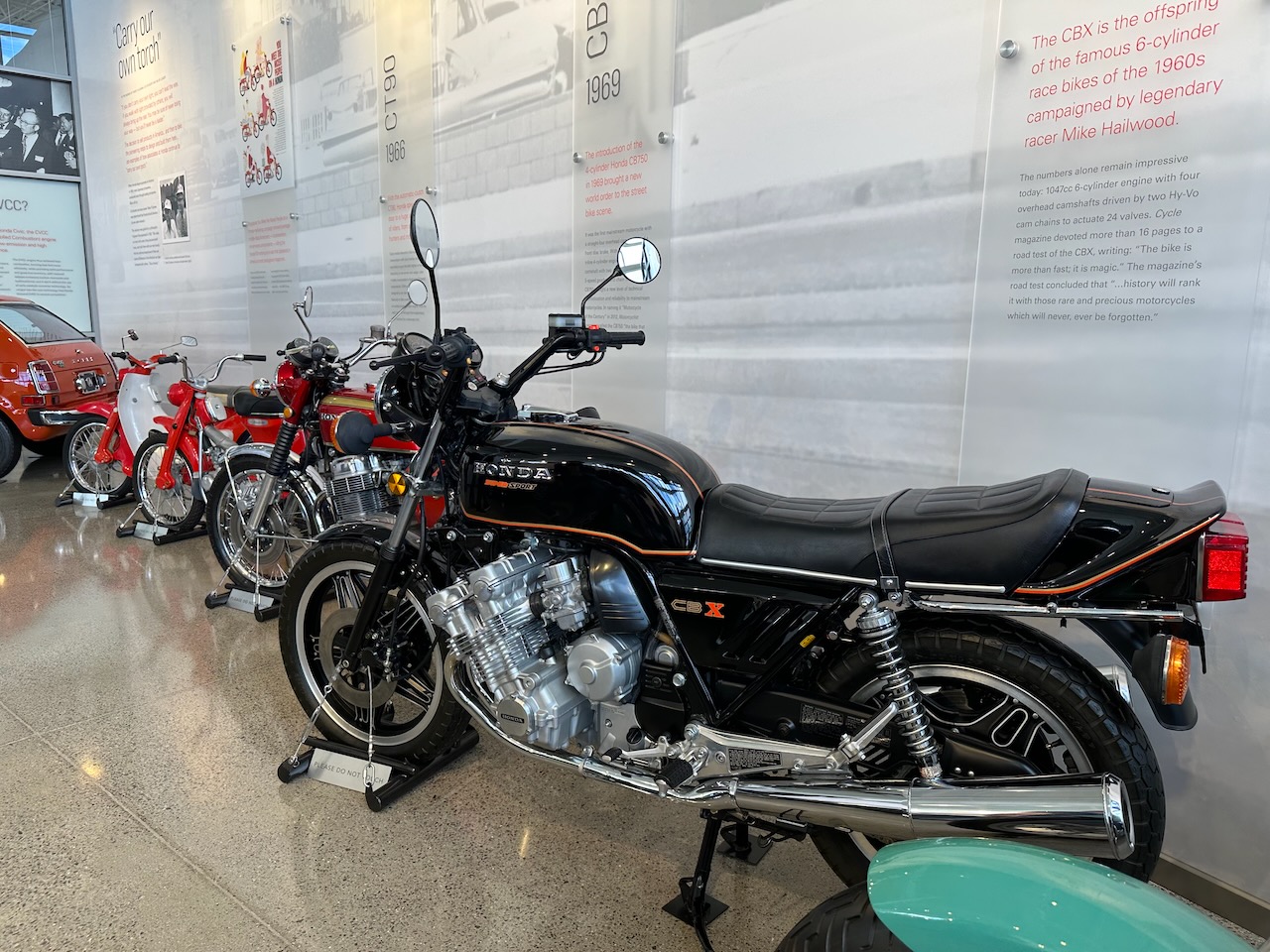 Honda CBX motorcycle in row of bikes.