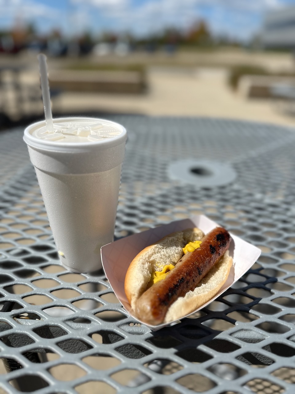 Bratwurst and fresh-squeezed lemonade.