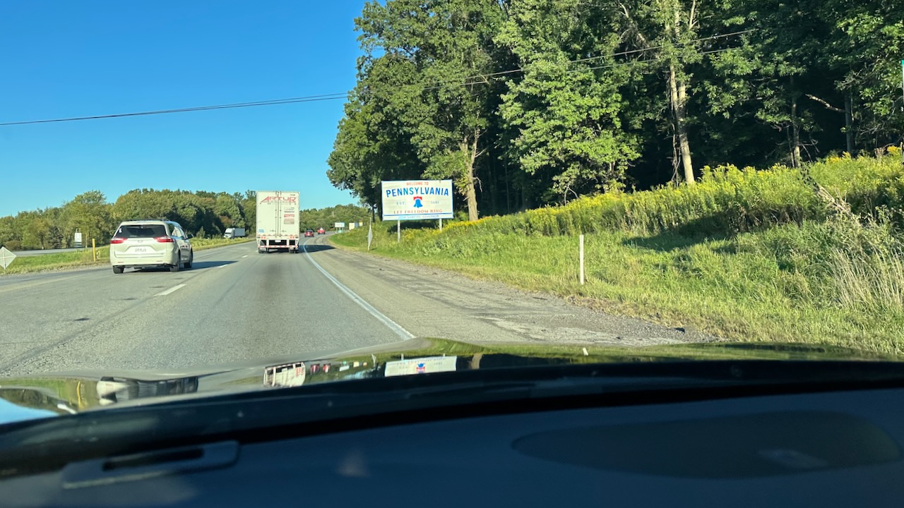 Welcome to Pennsylvania sign along I-80.