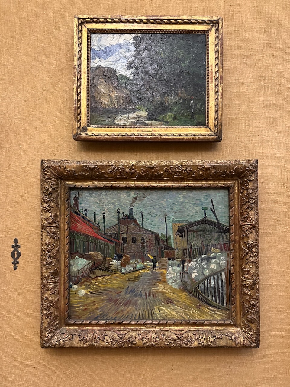 Landscape paintings by Cezanne (top) and Van Gogh (bottom)