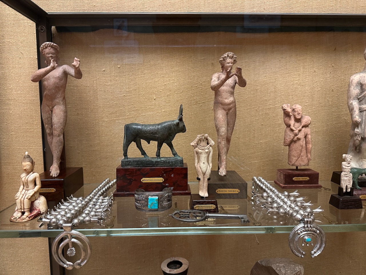 Greek and Egyptian statues. 