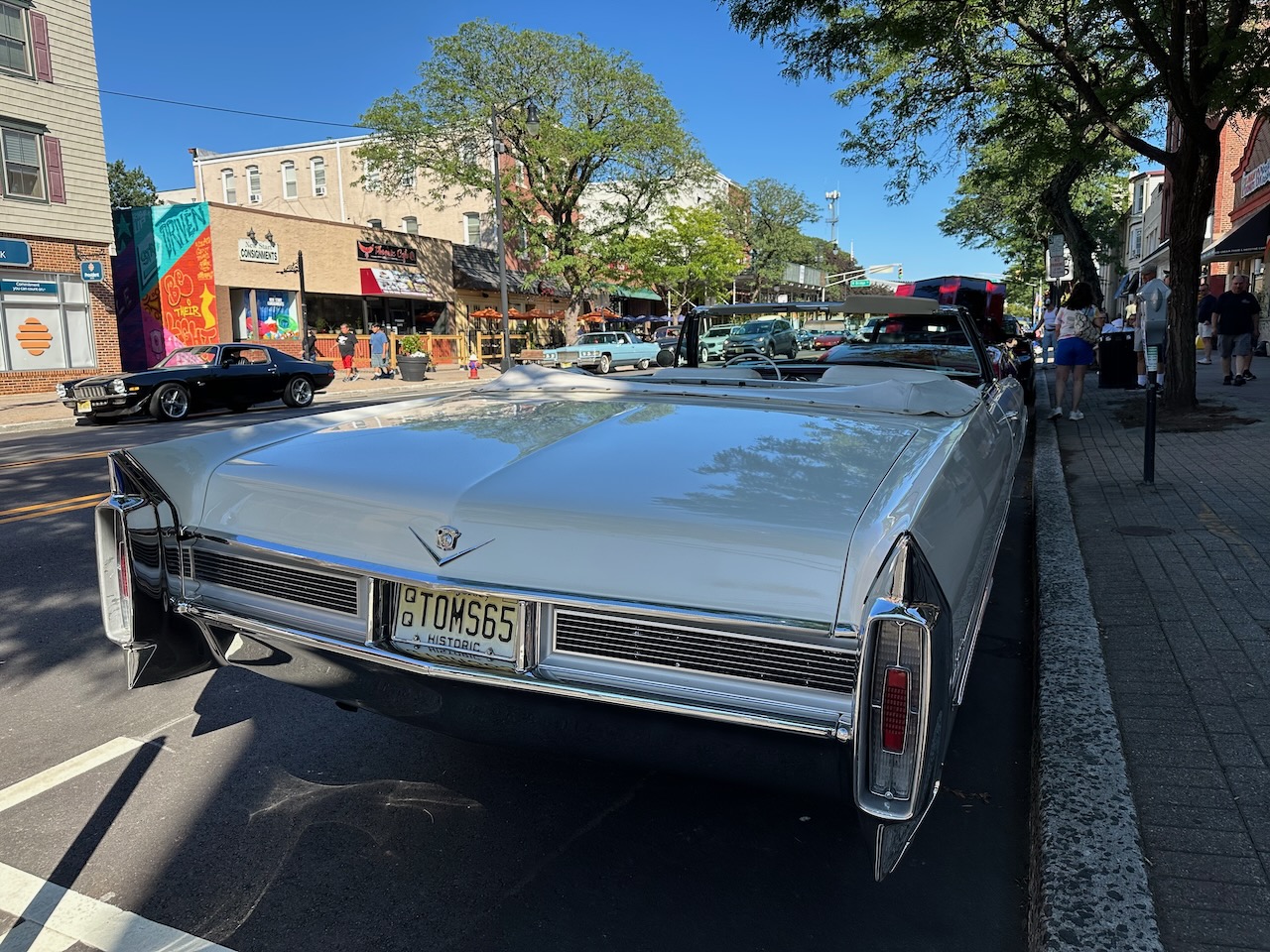 1965 Cadillac convertible, parked along Main Street in Somerville.