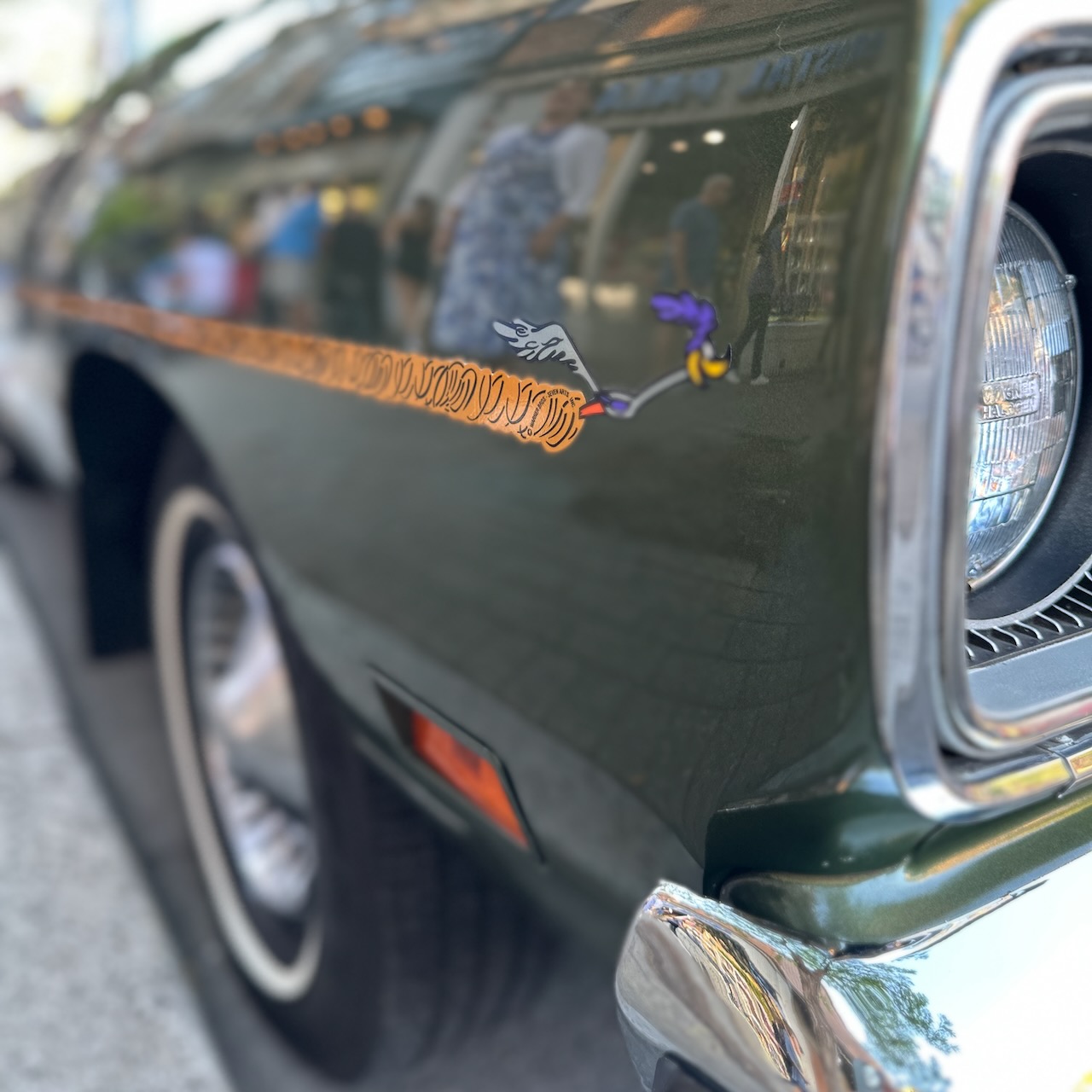 Plymouth Road Runner with Road Runner decal on front fender. 