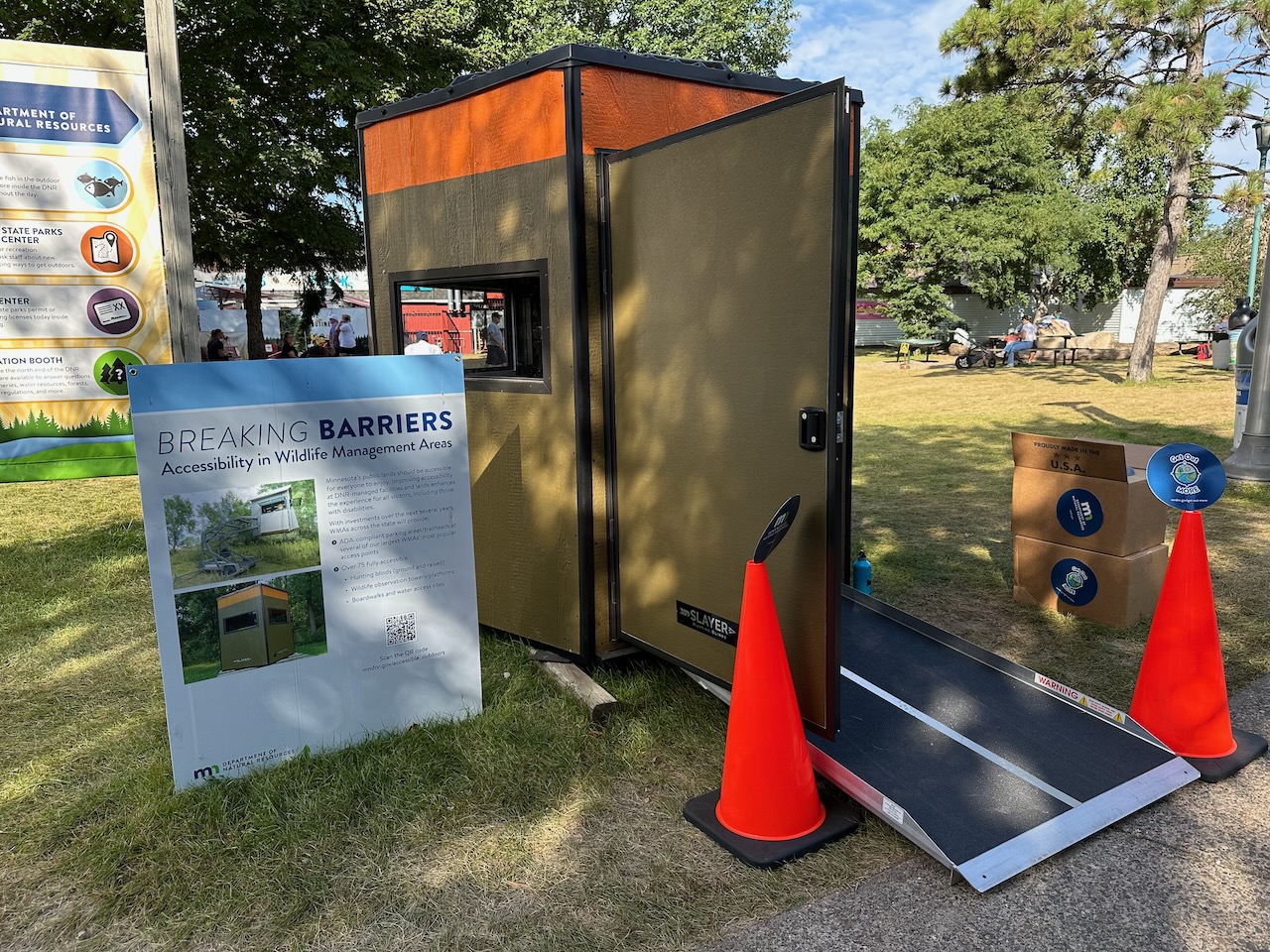 Accessible nature blind on display.