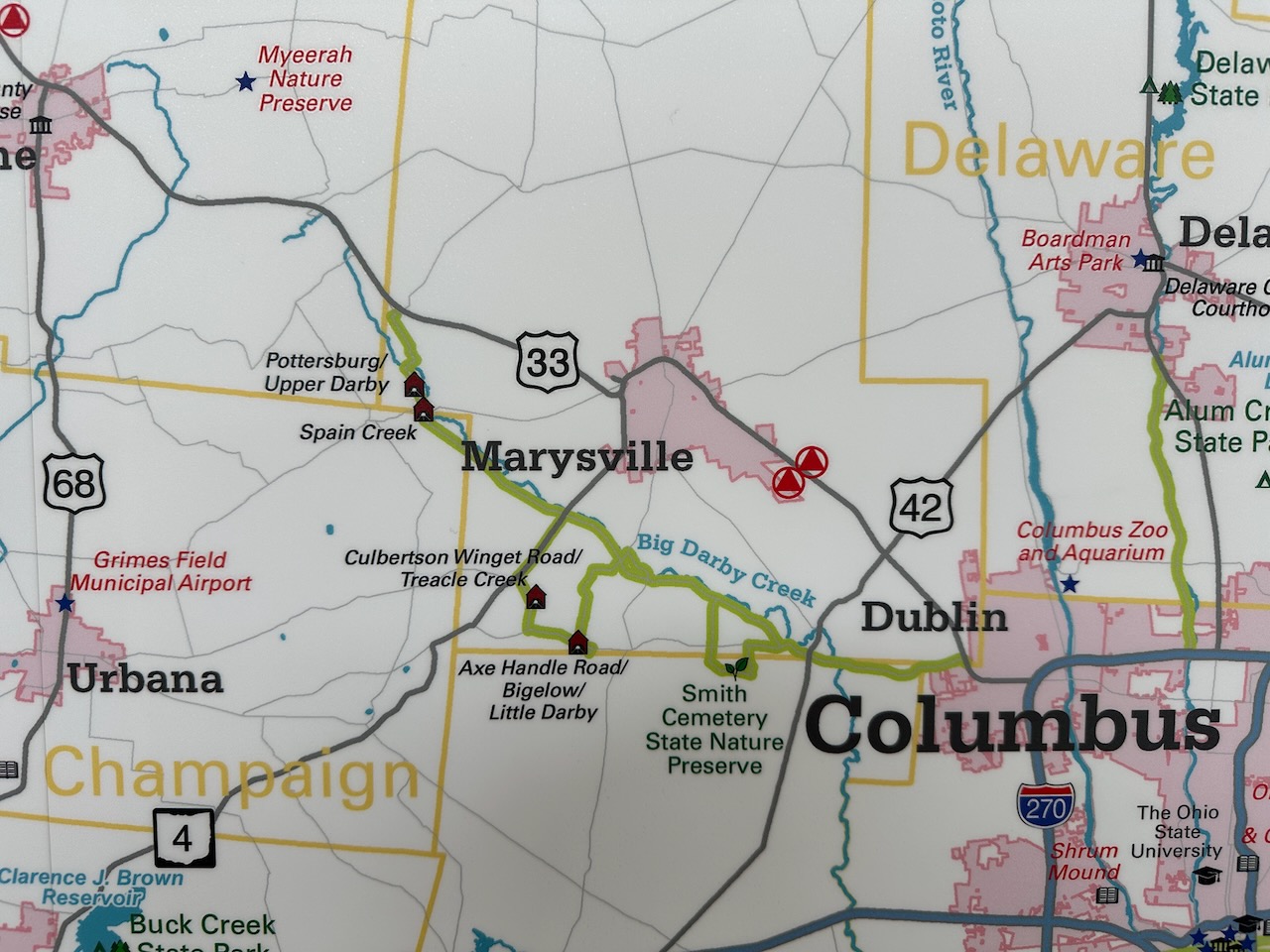 Map of Columbus, Ohio and surrounding suburbs.