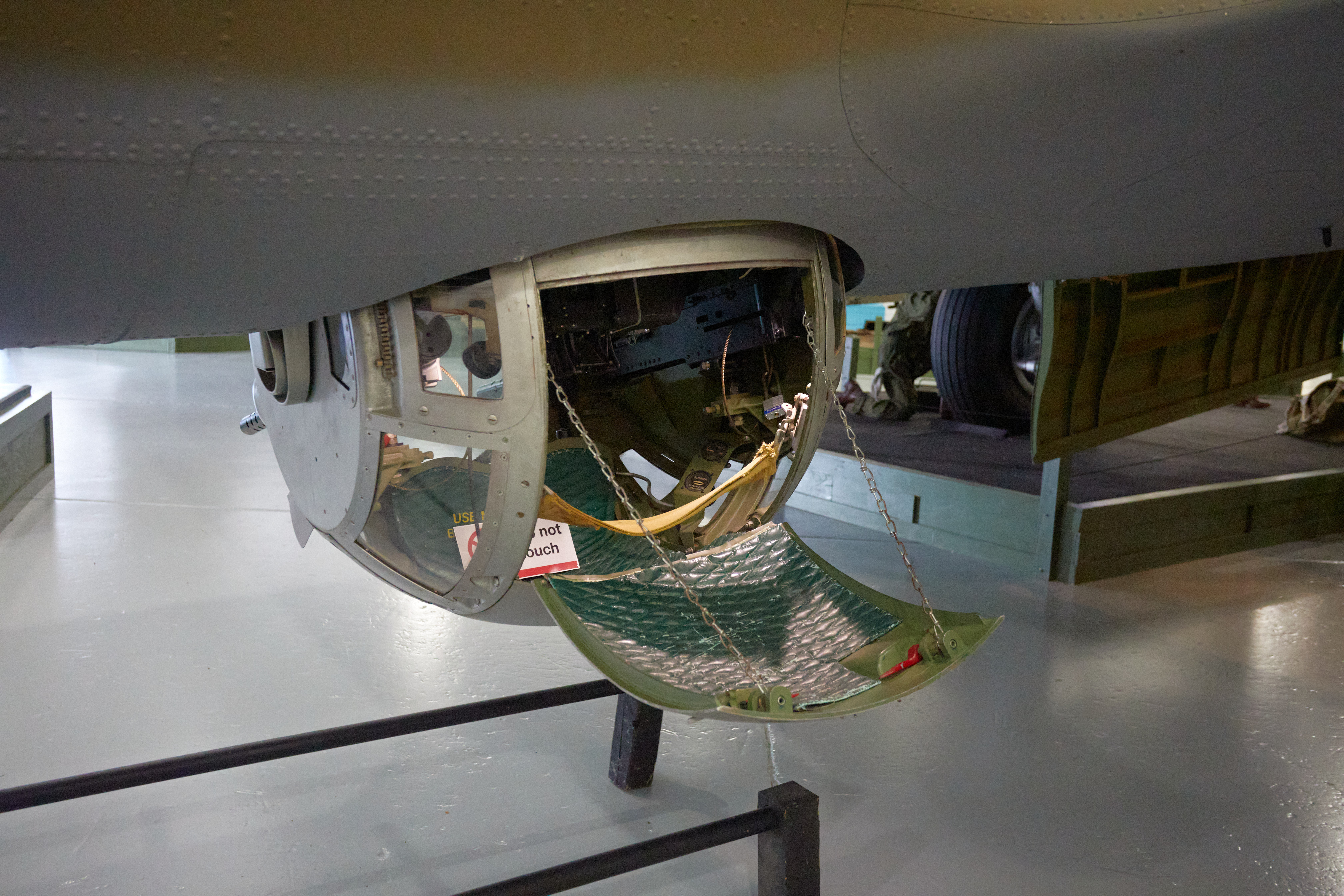 Belly gun of B-17, open to view.