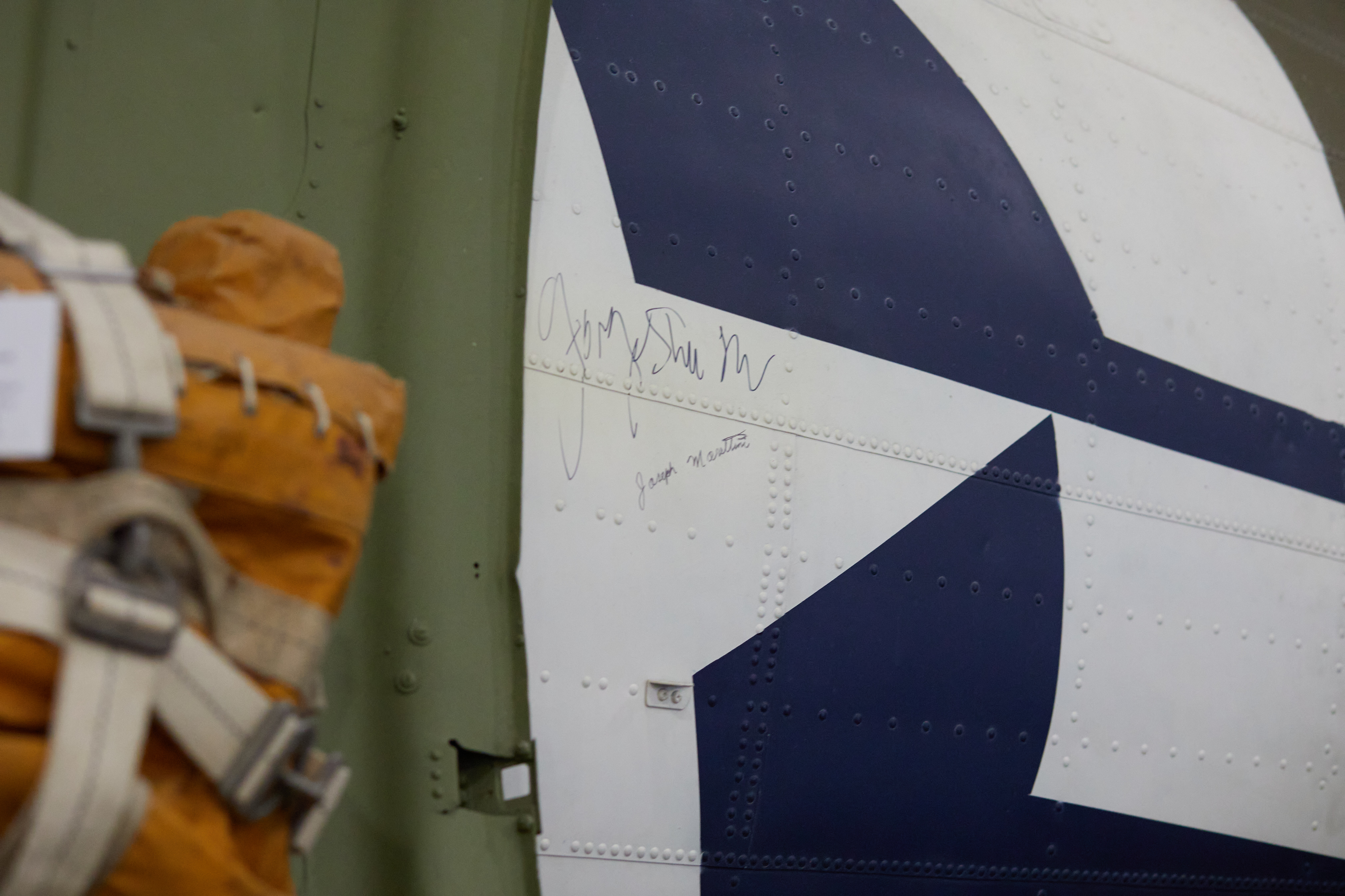 US Air Force star with signatures written on it. 