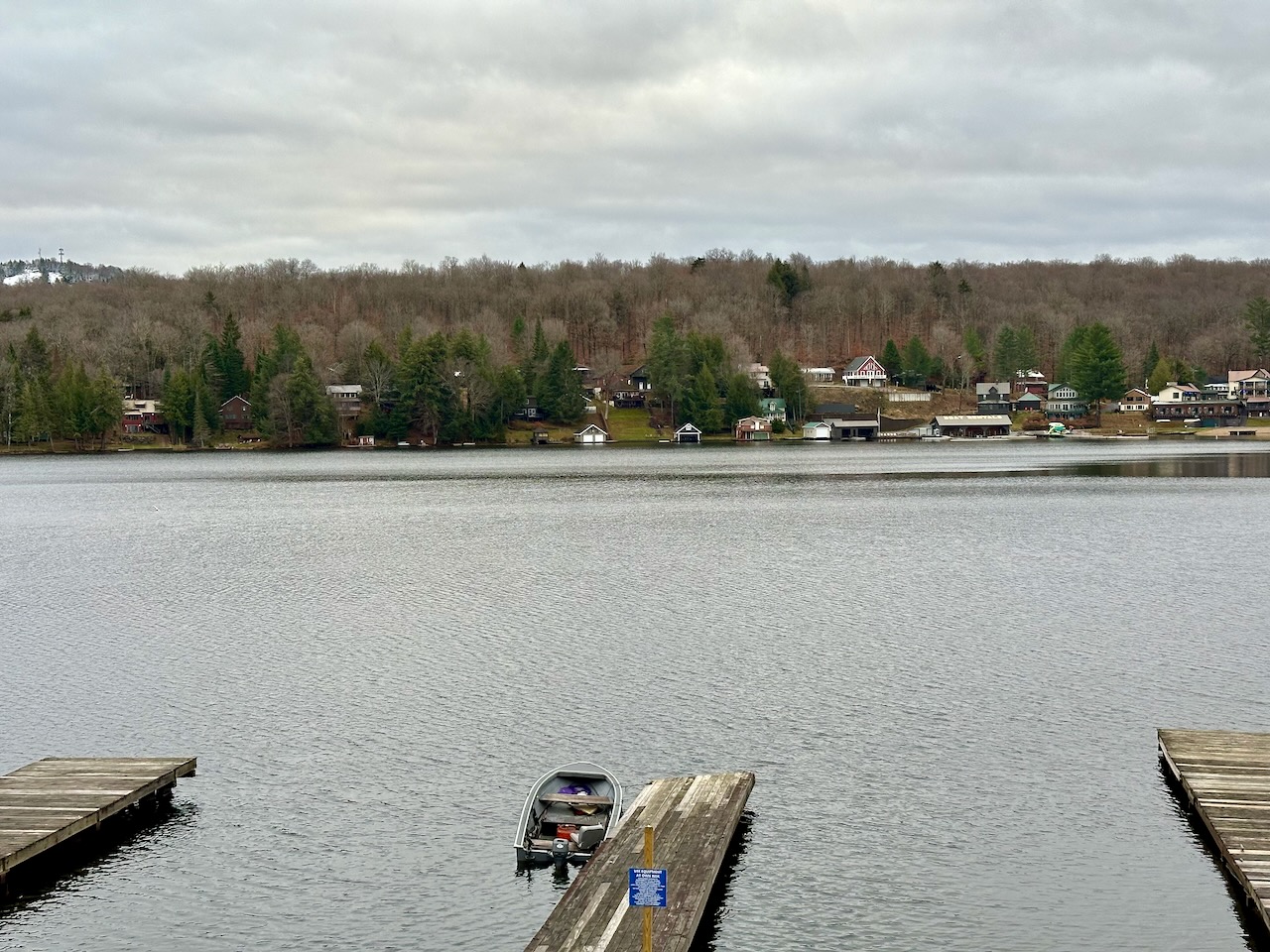 Old Forge point with view of houses on far shore.