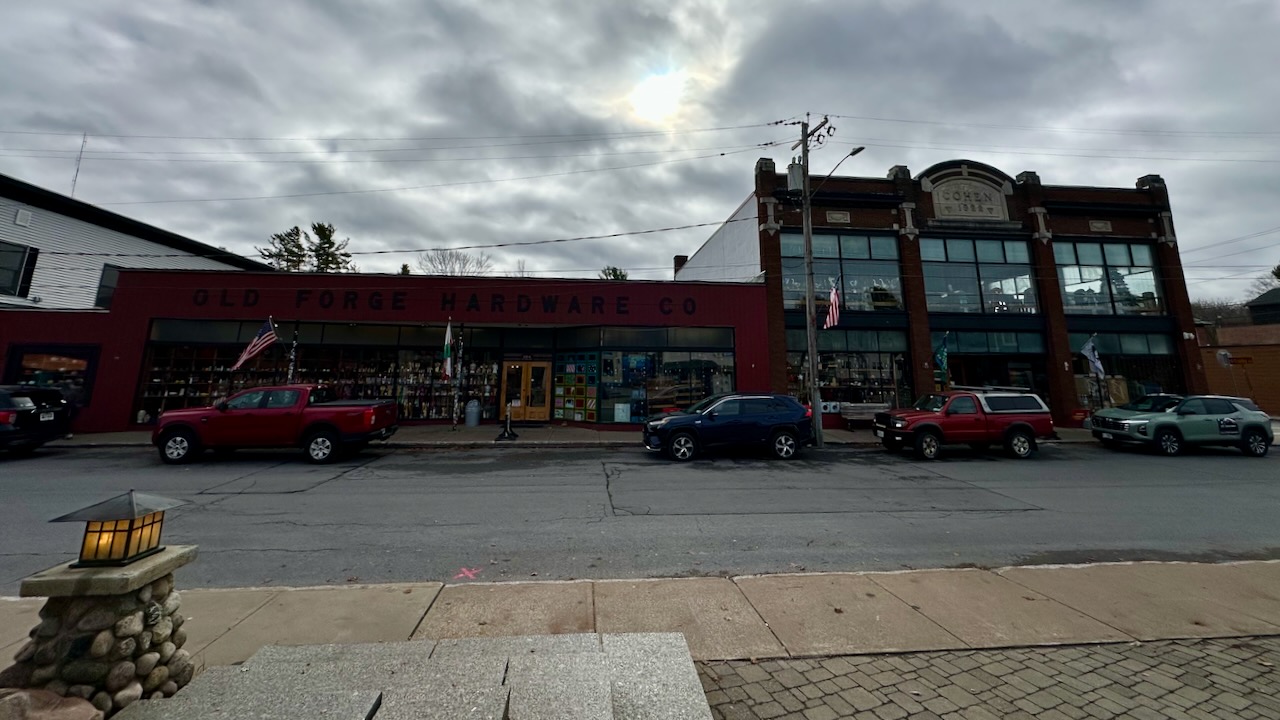 Exterior of Old Forge Hardware. 