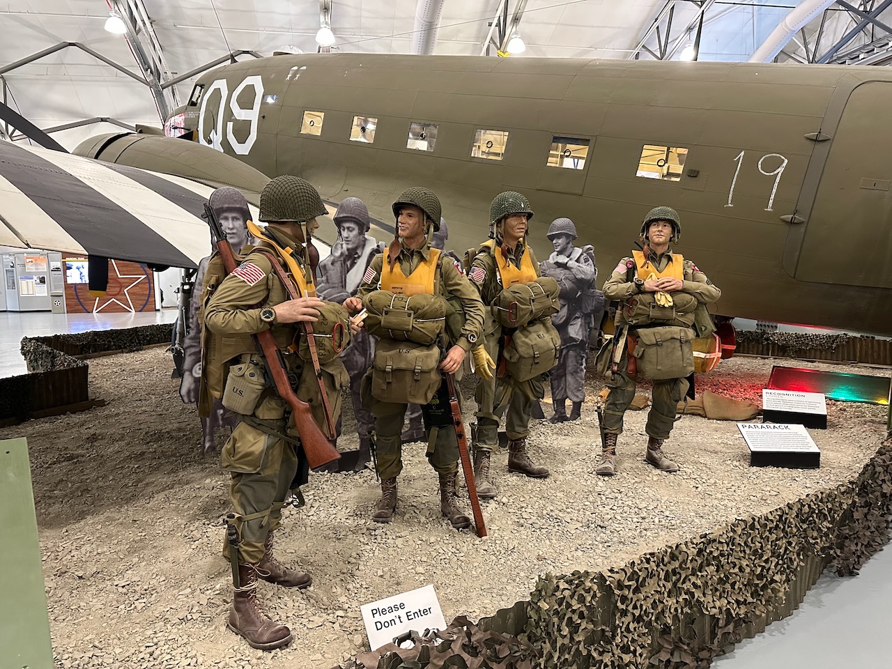 Mannequins dressed as members of the 82nd Airborne division. 