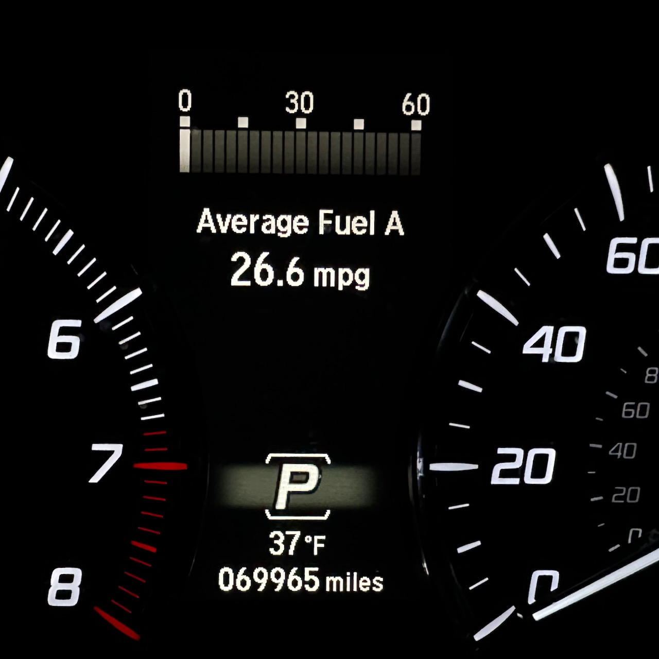 Car odometer reading 69965 miles