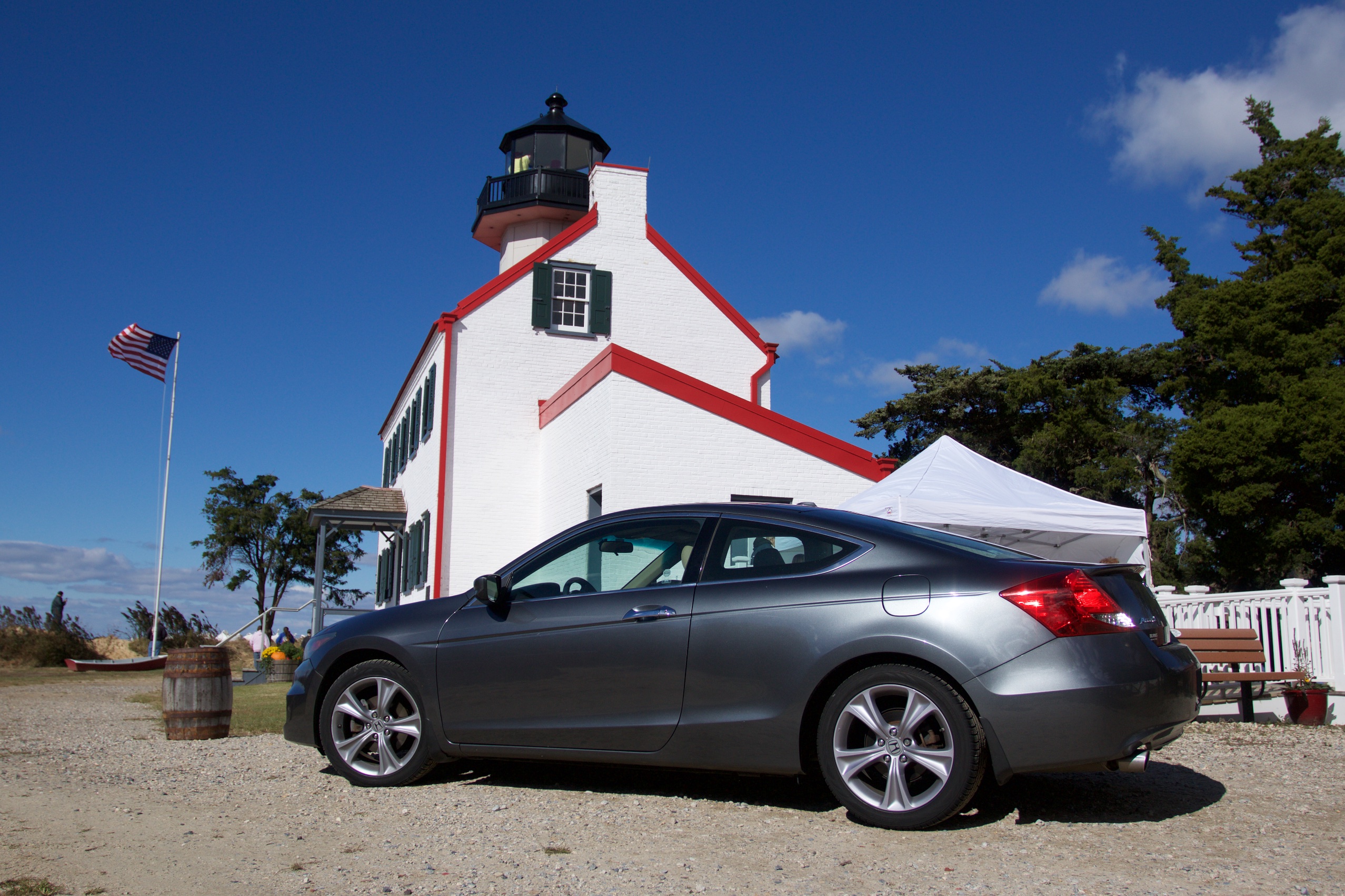 2012 Honda Accord parked in front of East Point Lighthouse.