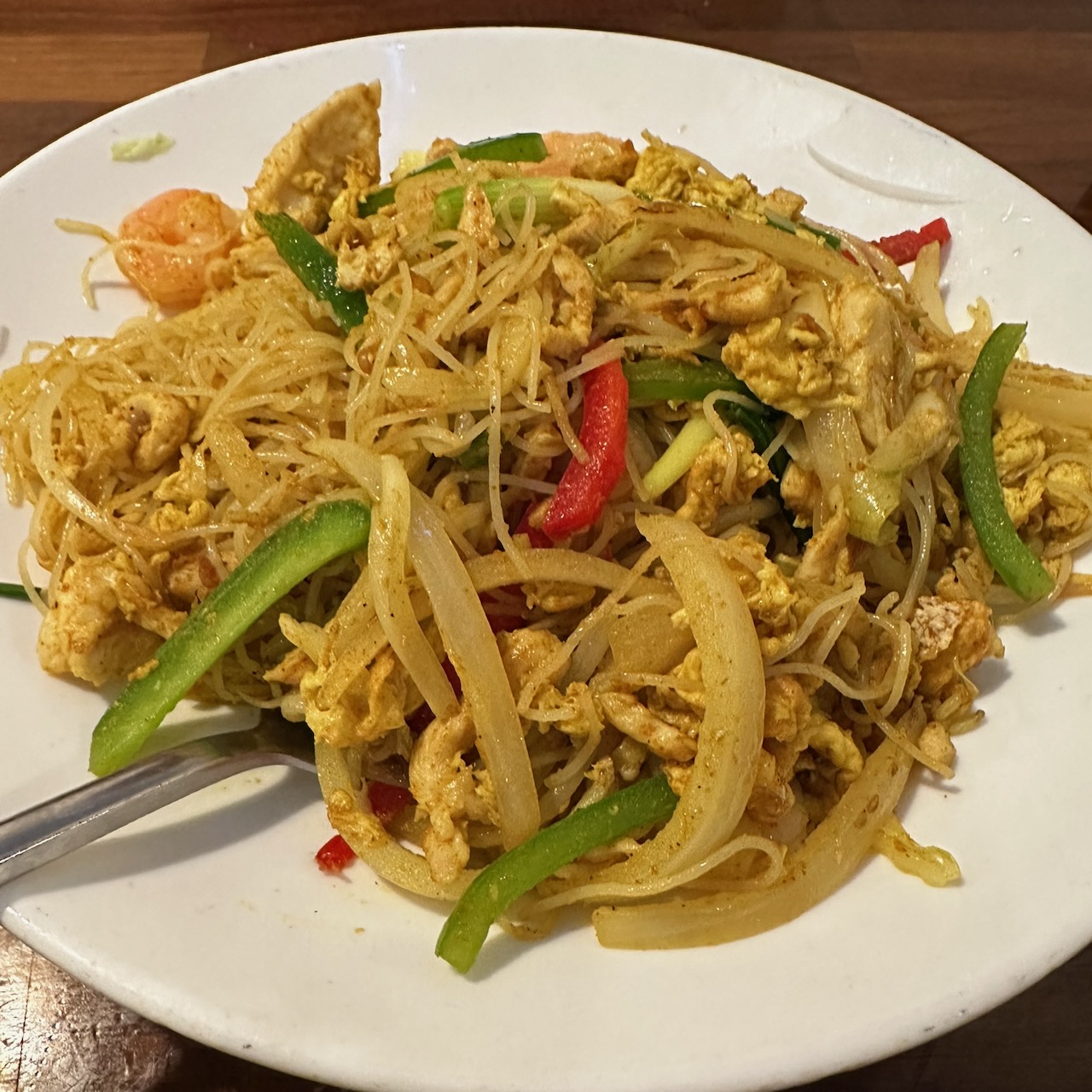 Plate with Singapore Street Noodles on top.