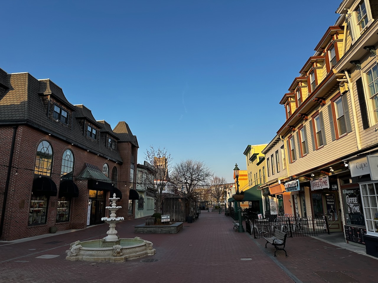 Washington Street Mall, devoid of people.
