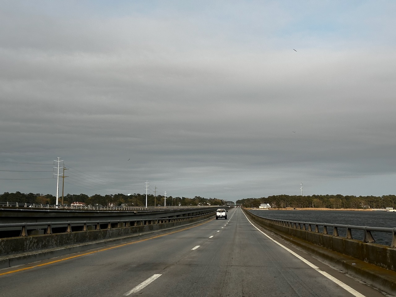 View of Wright Memorial Bridge, with Kitty Hawk in distance.