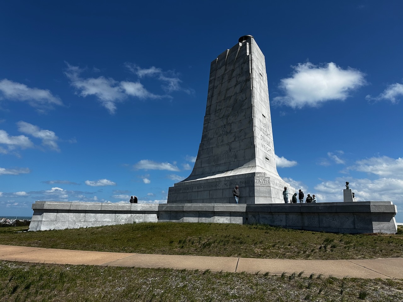 Wright Brothers Monument on top of hill.