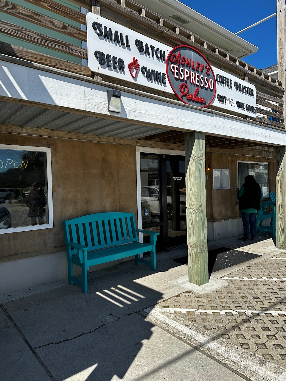 Exterior of Ashley's Espresso Parlor coffee shop.