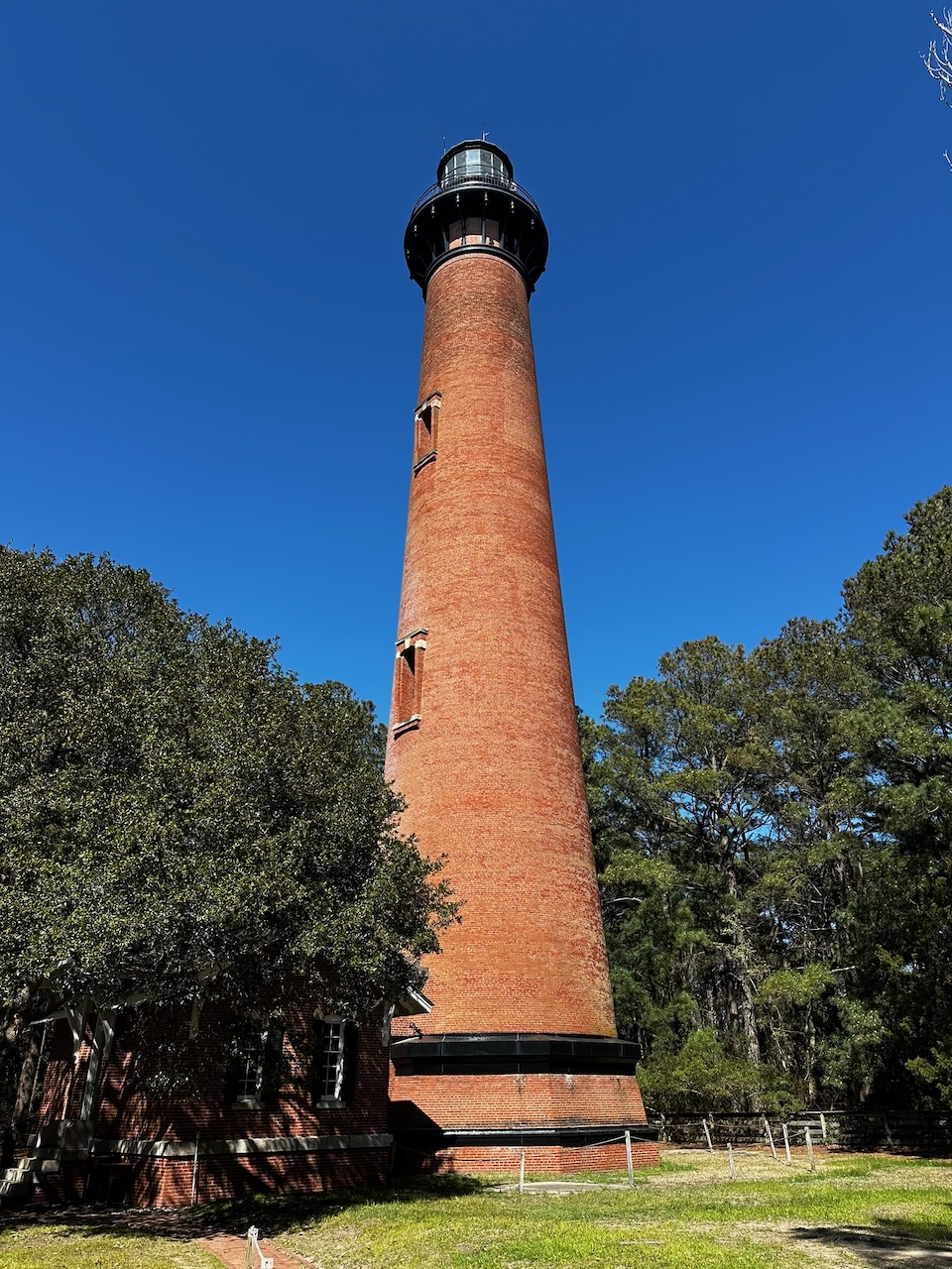 Currituck Sound Light on a blue sky day.