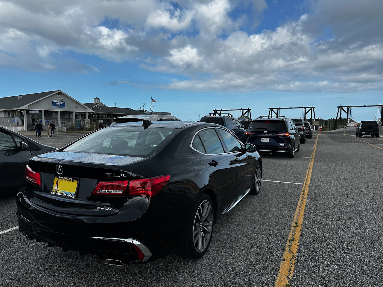 2020 Acura TLX parked in lineup for ferry.