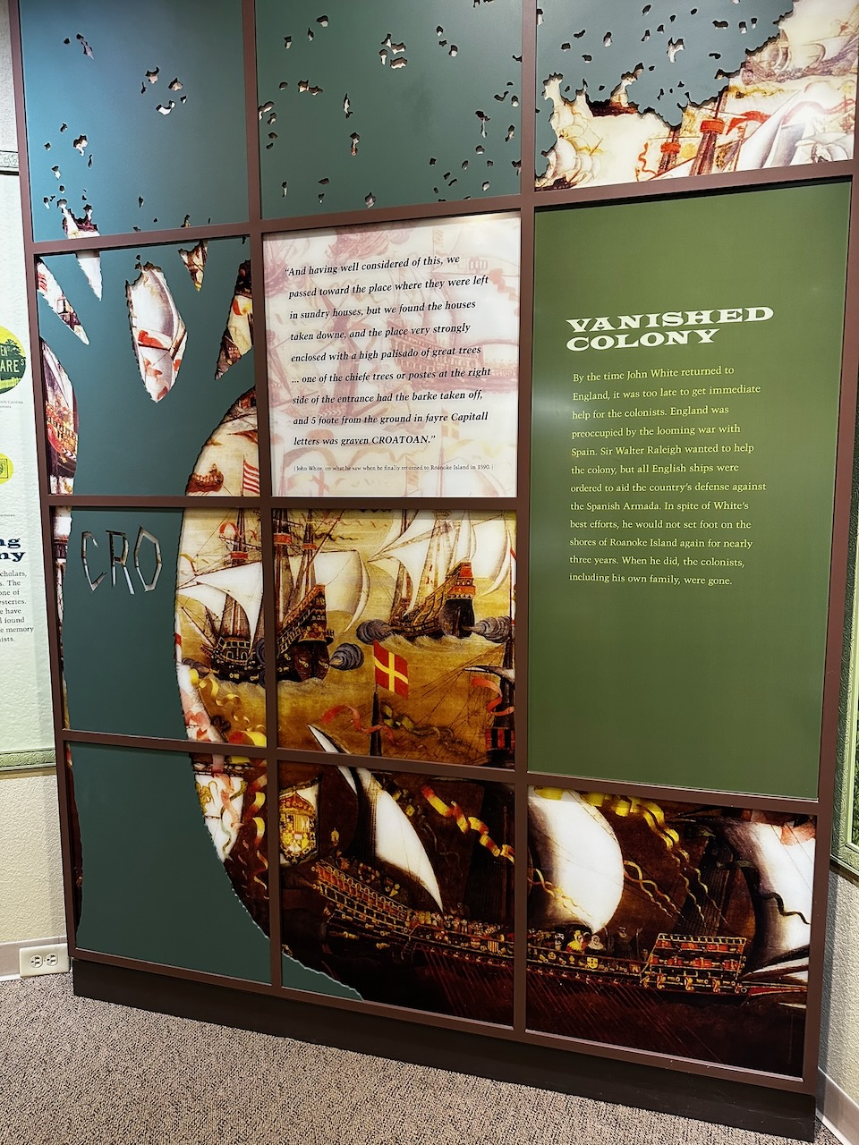 Museum display regarding Lost Colony of Roanoke.